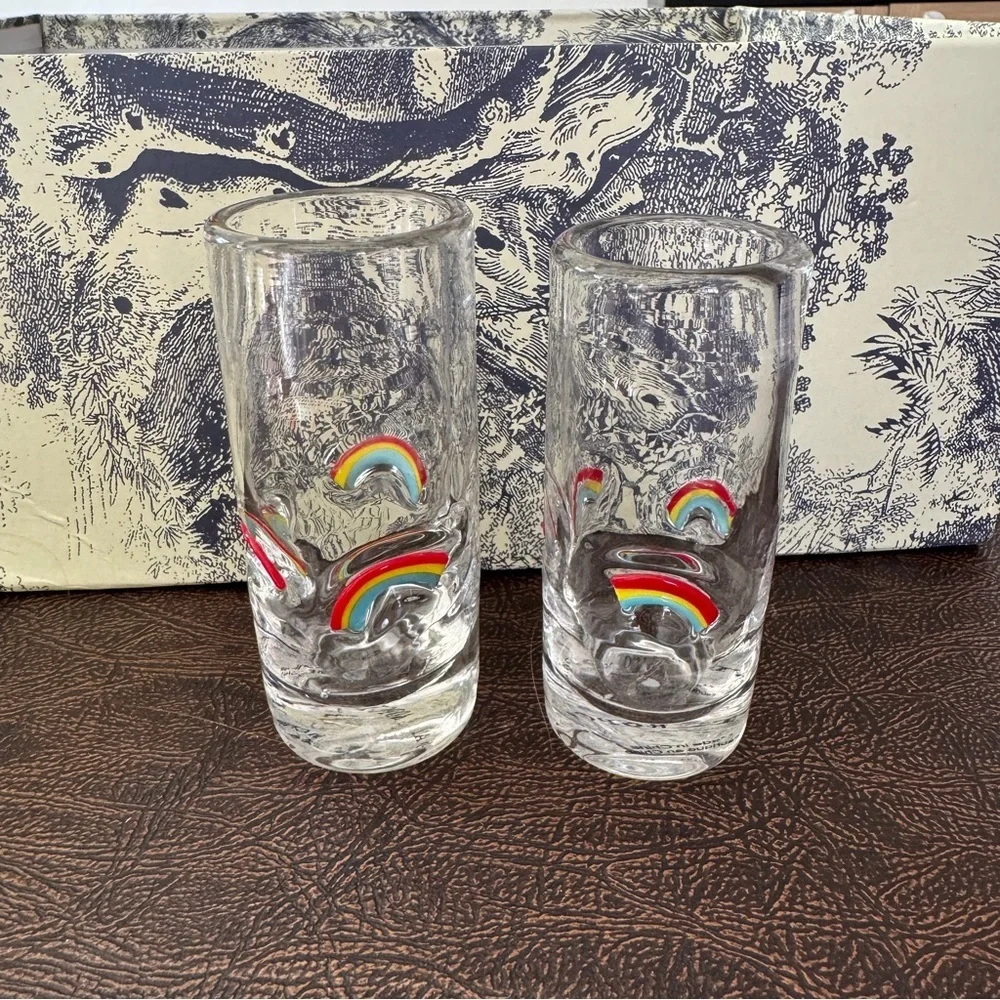 Anthropologie icon shot glass rainbows set
